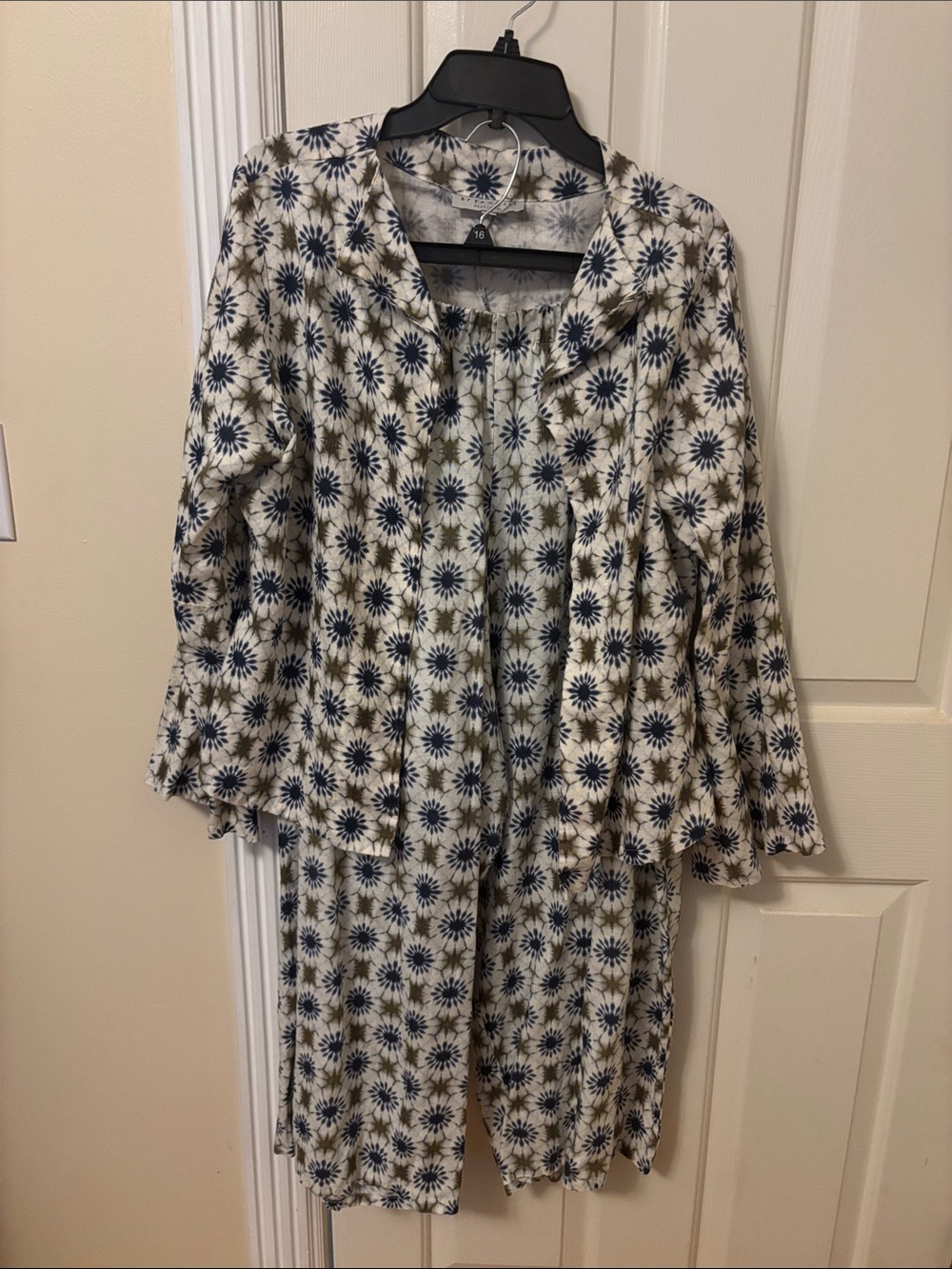 bryn Walker Cream and Navy Floral Camisole Set
